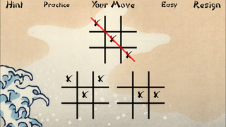 Three-board notakto game, in progress